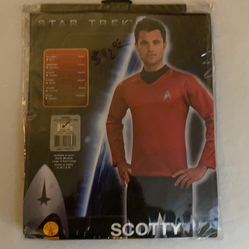 Scotty star trek outfit in red - mens costume